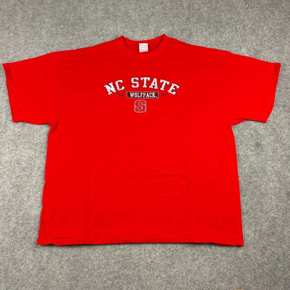 Vintage NC State T‎ Shirt Mens 2XL Wolfpack Red Graphic NCAA Short Sleeve Tee